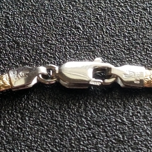 Yellow/White 14k Reversible Omega Chain with Diamond and Pink Sapphire Pendent - Picture 5 of 10